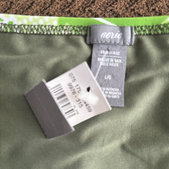 aerie Bikini Bottom Swim Hi-Rise Green Floral Flowers Tropical Women Size L NWT - Picture 3 of 3